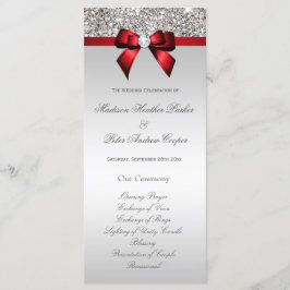 Imitate Silver Sequins Red Bow Wedding Program Programm