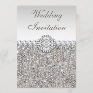 Imitate Silver Sequins und Diamond Images Wedding Einladung