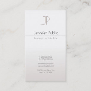 Imitate Silver Trendy Modern Creative Monogram Lux Visitenkarte