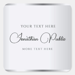 Imitate Silver Typografy Template Elegant Moderne Quadratischer Aufkleber