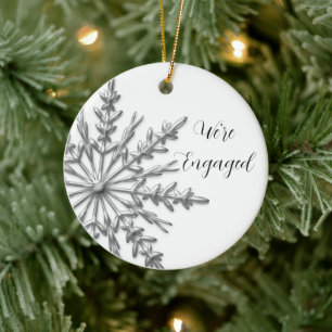 Imitate Silver und White Winter Snowflake Verlobun Keramikornament