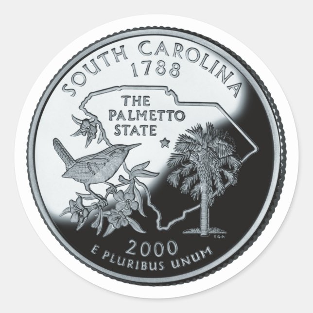 Imitate South Carolina Staat Quarter Runder Aufkleber (Vorderseite)