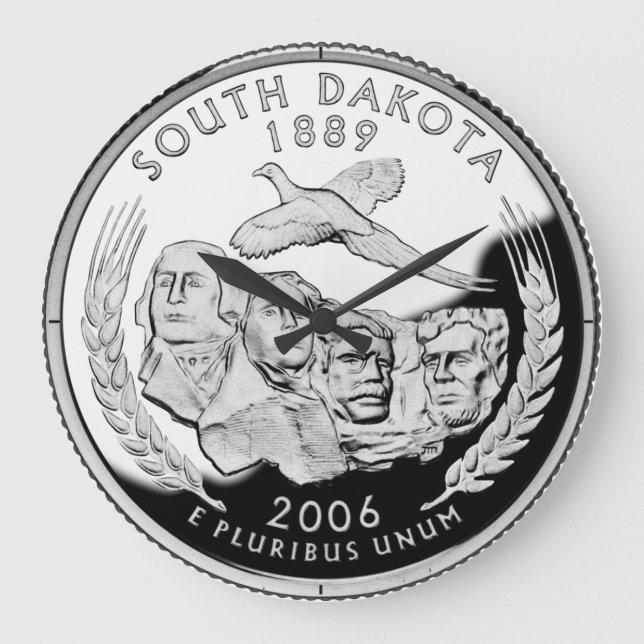 Imitate South Dakota Staat Quarter Clock Große Wanduhr (Vorderseite)