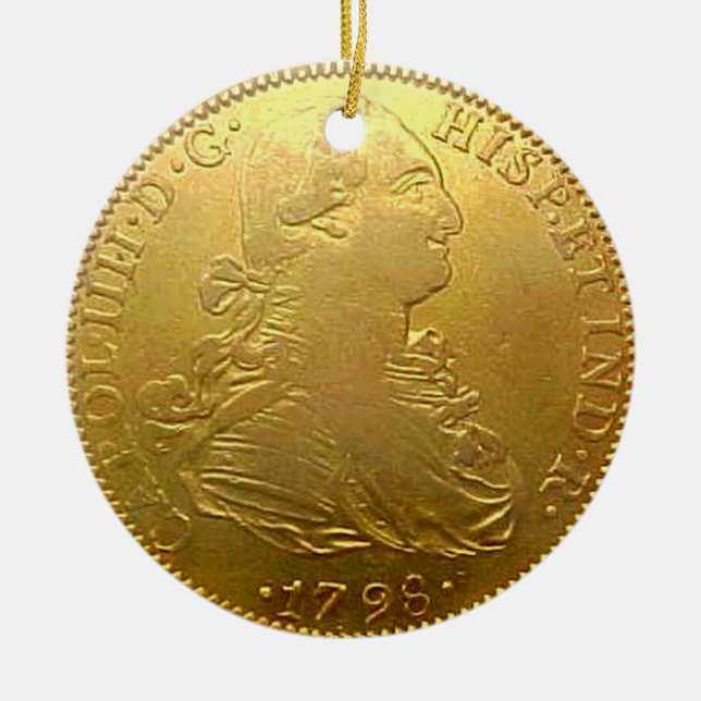 Imitate Spanisches Gold Doubloon Weihnachtsschmuck (Vorne)