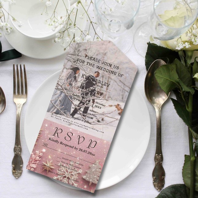 Imitate Sparkle Shimmer Pink Silber Weihnachtsgesc All In One Einladung (Von Creator hochgeladen)