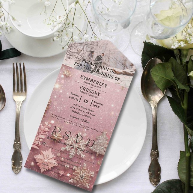 Imitate Sparkle Shimmer Pink Silver Winter Weihnac All In One Einladung (Von Creator hochgeladen)