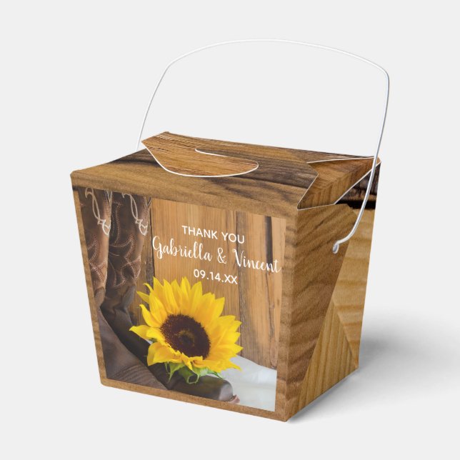 Imitate Stall Holz Land Sonnenblumen Western Hochz Geschenkschachtel (Vorderseite)