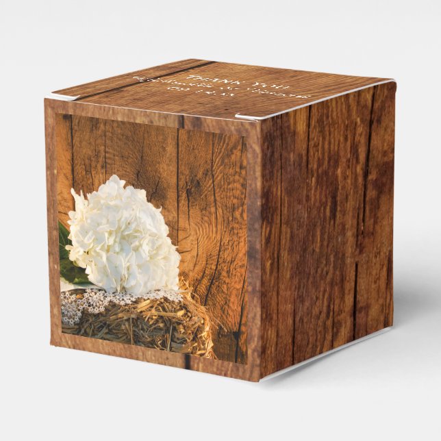 Imitate Stallholz, weißes Hydrangea-Stallholz Hoch Geschenkschachtel (Vorderseite)
