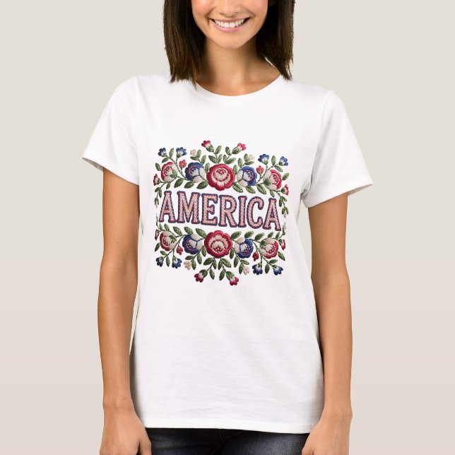 Imitate Stickerei Amerika Tshirt (Vorderseite)