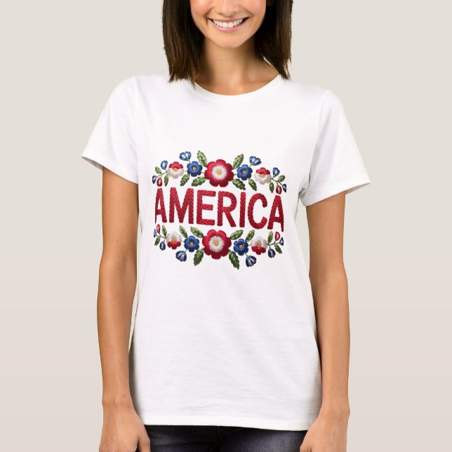 Imitate Stickerei Amerika Tshirt (Vorderseite)