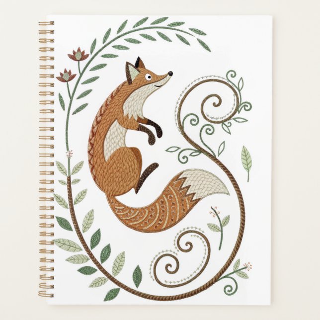 Imitate Stickerei Fox - Spiral Bound Journal Planer (Vorderseite)