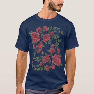 Imitate Stickereien der Rose Stitching Patch Style T-Shirt