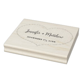 Imitate Stitched Boho Heart Personalisiert Hochzei Gummistempel