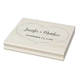 Imitate Stitched Boho Heart Personalisiert Hochzei Gummistempel