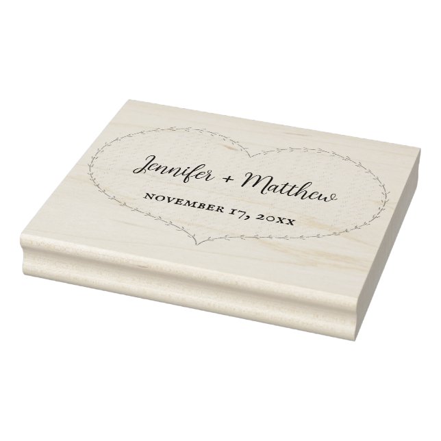 Imitate Stitched Boho Heart Personalisiert Hochzei Gummistempel (Stempel)