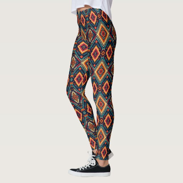 Imitate Strick Aztekenkachelmuster Leggings (Links)