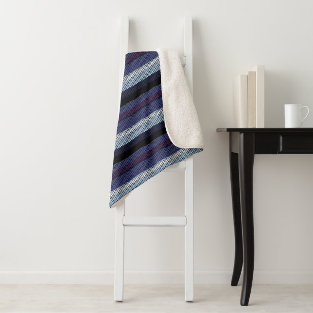 Imitate Stripmuster Lila blau gestrichen Sherpadecke (Beispiel)