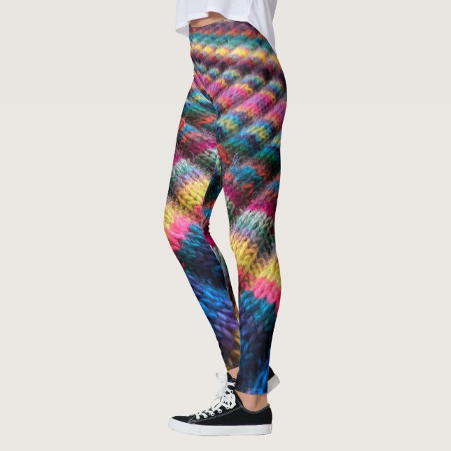 Imitate Sweater Leggings-mehrfarbige diagonale Str Leggings (Links)