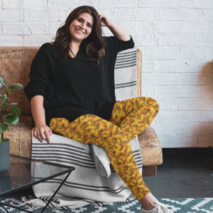 Imitate Tierfarben-Muster gelb Leggings