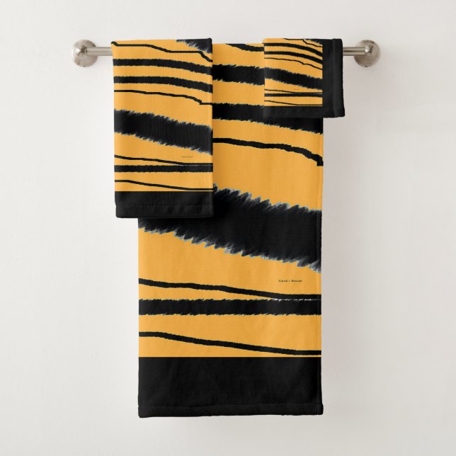 Imitate Tiger Print Poly Cotton  Badhandtuch Set (Insitu)