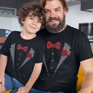 Imitate Tuxedo Anzug mit Red Bow Krawatte T-Shirt