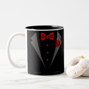 Imitate Tuxedo Anzug mit Red Bow Krawatte Zweifarbige Tasse