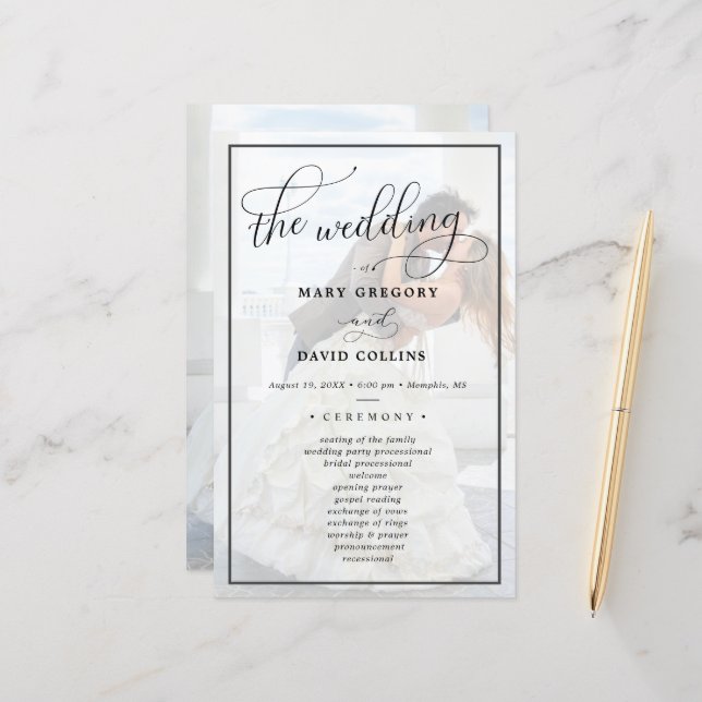 Imitate Vellum Effect Overlay Foto Hochzeitfeier (Vorderseite/Rückseite Beispiel)