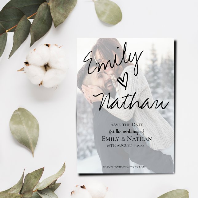 Imitate Vellum-Effekt-Foto Hochzeit Speichern Sie  Magneteinladung (Von Creator hochgeladen)