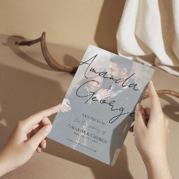 Imitate Vellum-Effekt Zwei-Foto-Hochzeit speichern