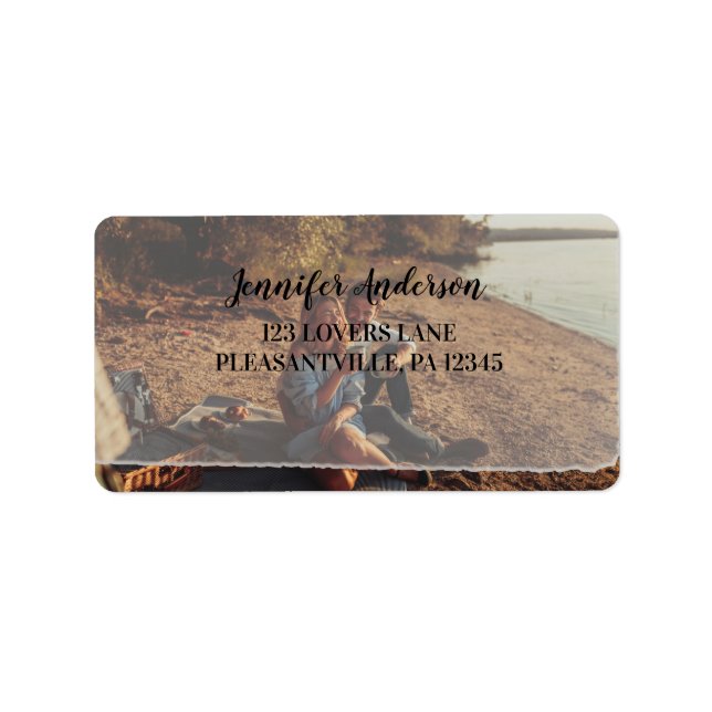 Imitate Vellum Foto Overlay Benutzerdefinierte Rüc Adressaufkleber (Vorne)