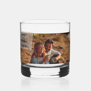 Imitate Vellum Foto Overlay Custom Wedding Whiskyglas