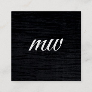 Imitate Velvet Schwarzweißdruck mit Monogramm Quadratische Visitenkarte