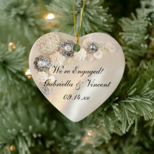 Imitate Verlobung Weißpearl und Diamanttasten Keramikornament