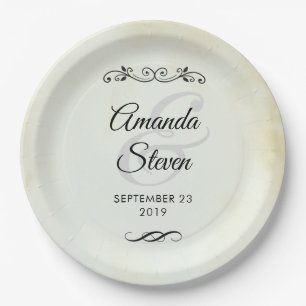 Imitate Vintag Parchment Einfach & elegant Hochzei Pappteller