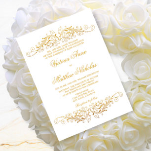 Imitate Vintage Goldfolie Blüh Damask Einladung