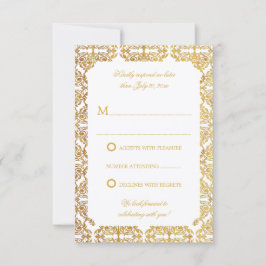 Imitate Vintage Goldfolie Blüh Damask UAWG Einladung