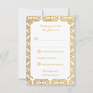 Imitate Vintage Goldfolie Blüh Damask UAWG Einladung