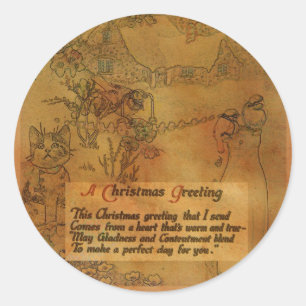 Imitate Vintage Weihnachtsaufkleber Runder Aufkleber