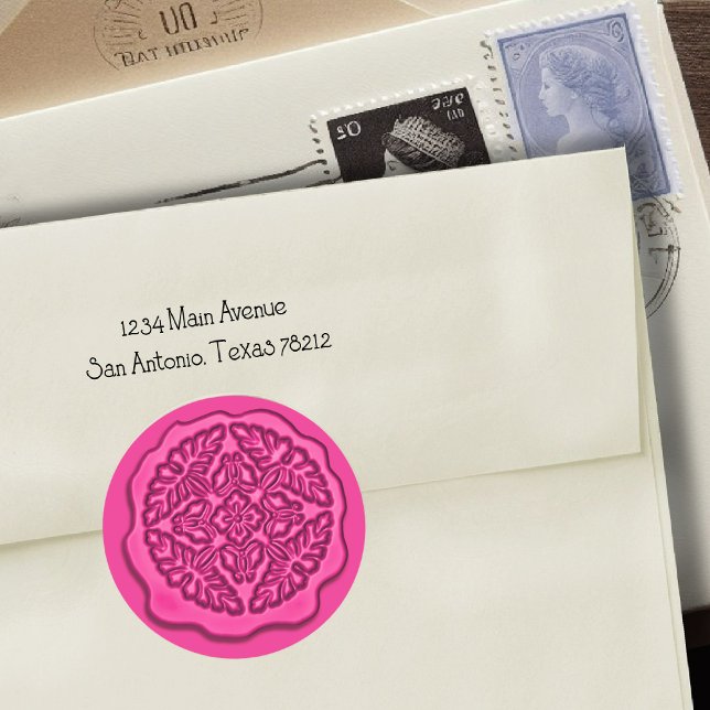 Imitate Wachs Siegel, heiß rosa Runder Aufkleber (Von Creator hochgeladen)