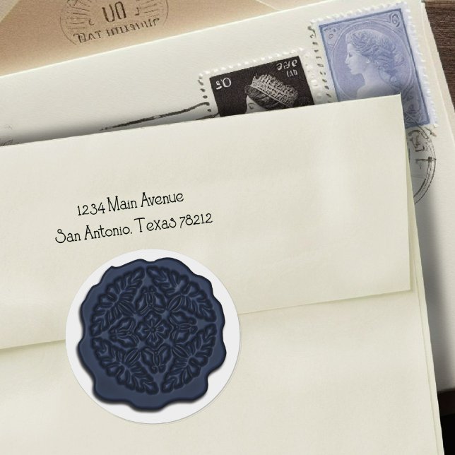 Imitate Wachs Siegel, Navy Blue Runder Aufkleber (Von Creator hochgeladen)