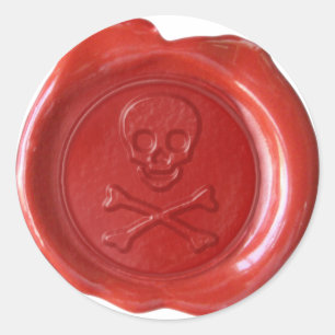 Imitate Wachs Siegel - Roter Schädel und Kreuzknoc Runder Aufkleber
