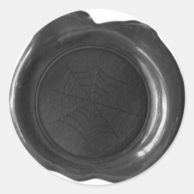 Imitate Wachs Siegel - Schwarz - SPIDER WEB Runder Aufkleber (Vorderseite)