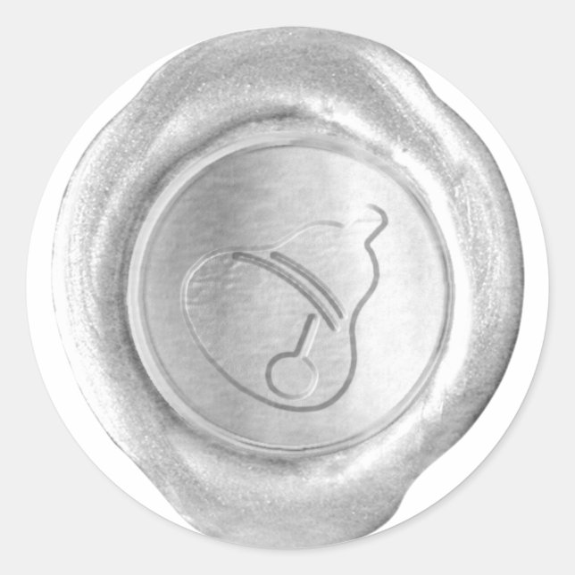 Imitate Wachs Siegel - Silber - CHRISTMAS BELL Runder Aufkleber (Vorderseite)