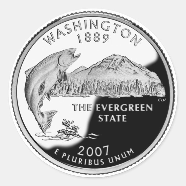 Imitate Washington Staat Quarter Runder Aufkleber (Vorderseite)