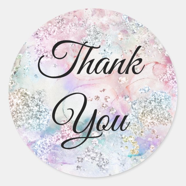 Imitate wasserfarbiger Glitzer Runder Aufkleber (Vorderseite)