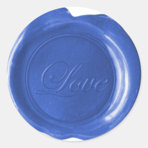 Imitate Wax Siegel - Blue Script - Liebe Runder Aufkleber