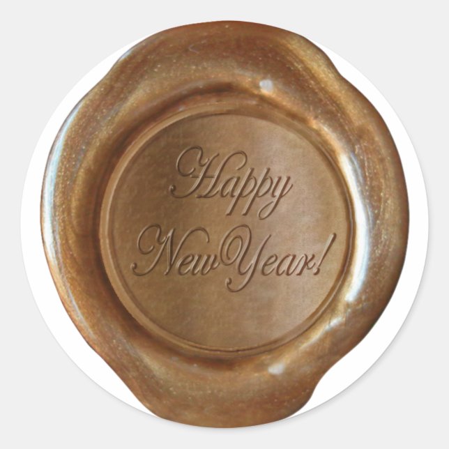 Imitate Wax Siegel - Copper Script - Happy New Yea Runder Aufkleber (Vorderseite)