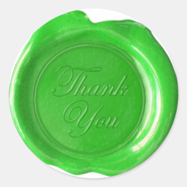 Imitate Wax Siegel - Grass Green Script - Danke Runder Aufkleber (Vorderseite)
