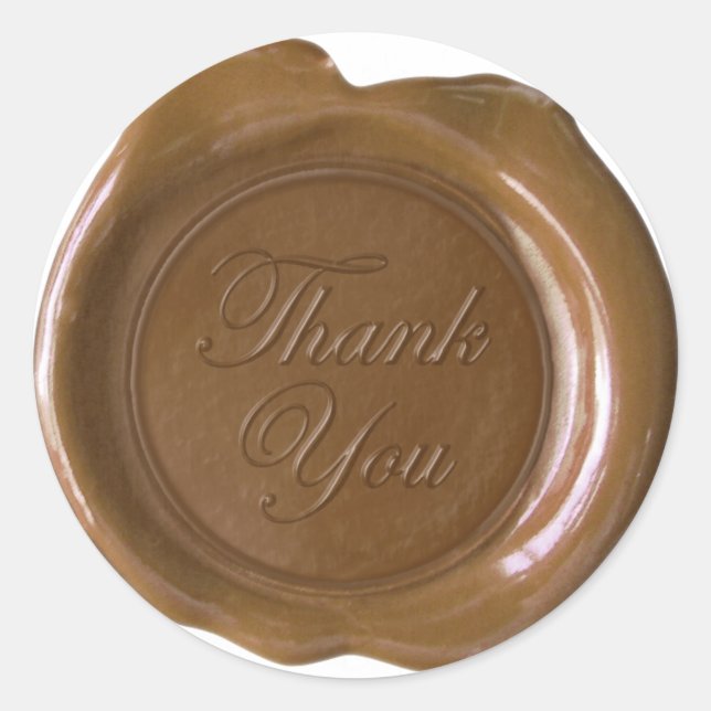 Imitate Wax Siegel - Milk Chocolate Script - Danke Runder Aufkleber (Vorderseite)