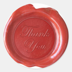 Imitate Wax Siegel - Red Script - Danke Runder Aufkleber